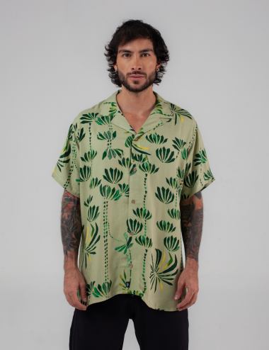 Camisa Cuello Sport manga corta  Acre verde Hombre