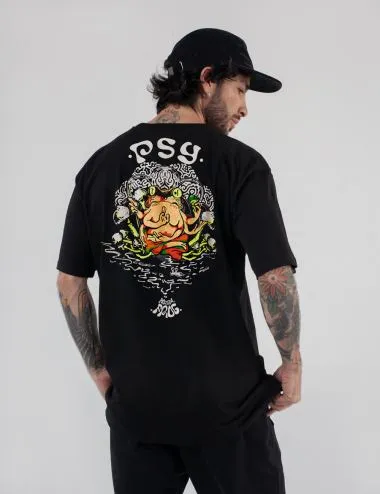 Camiseta Oversize Ancestral Frog negro para Hombre