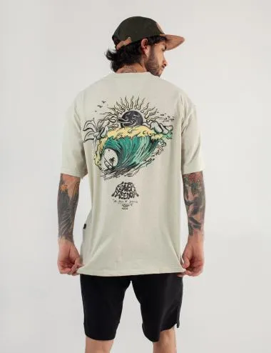 Camiseta Oversize Wave Happy verde Unisex