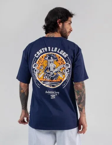 Camiseta Oversize  Canto a la luna  Azul Navy Hombre