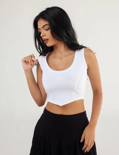 Crop Top Sisa Sepiolita blanco Mujer