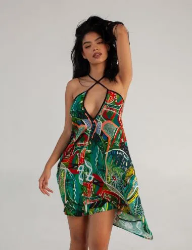 Vestido tiras cruzadas Yagé multicolor para Mujer