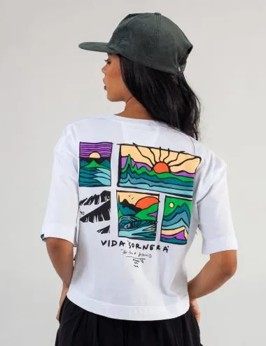 Camiseta Oversize Live Cool blanco Mujer