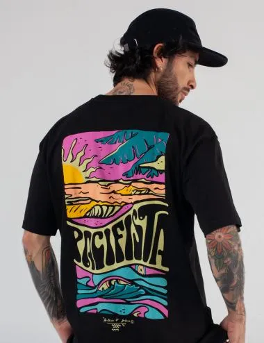 Camiseta Oversize Pacifista negro Hombre