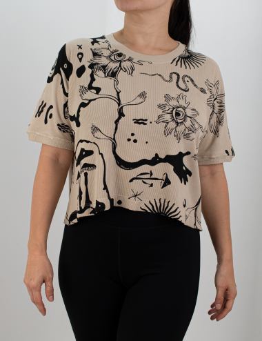 Crop Top Cuello Alto Bosque arena Mujer
