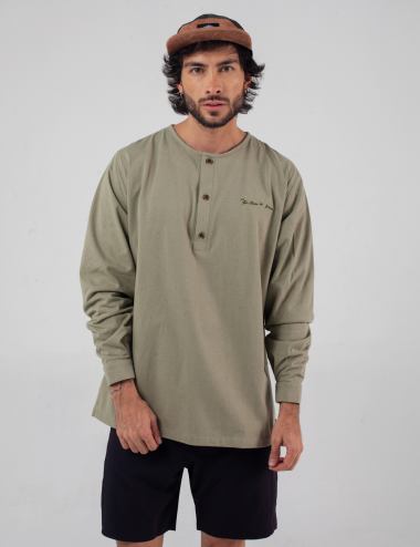 Camisa Cuello Sport manga larga Khat verde pistacho Hombre