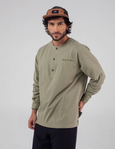 Camisa Cuello Sport manga larga Khat verde pistacho Hombre