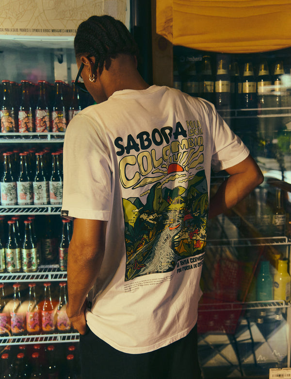 Camiseta Regular Fit Sabor a Colombia blanco Unisex