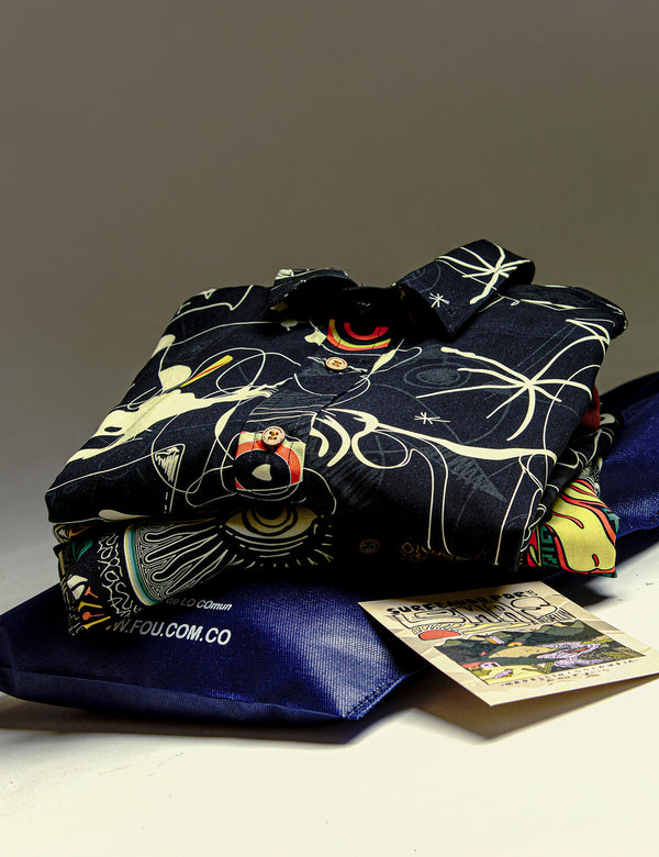 Camisa Regular Fit Miro  negro + crudo Hombre