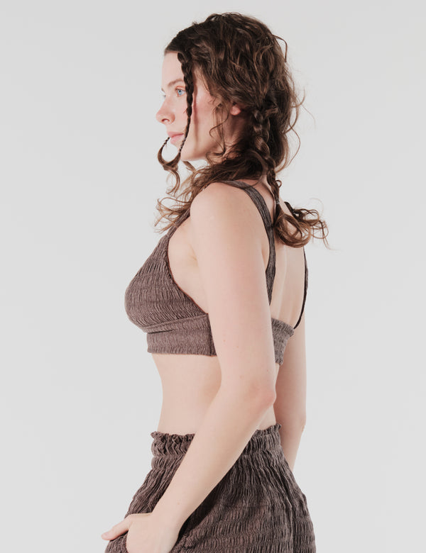 Bra Top Ajustado Ondas Cafe Mujer