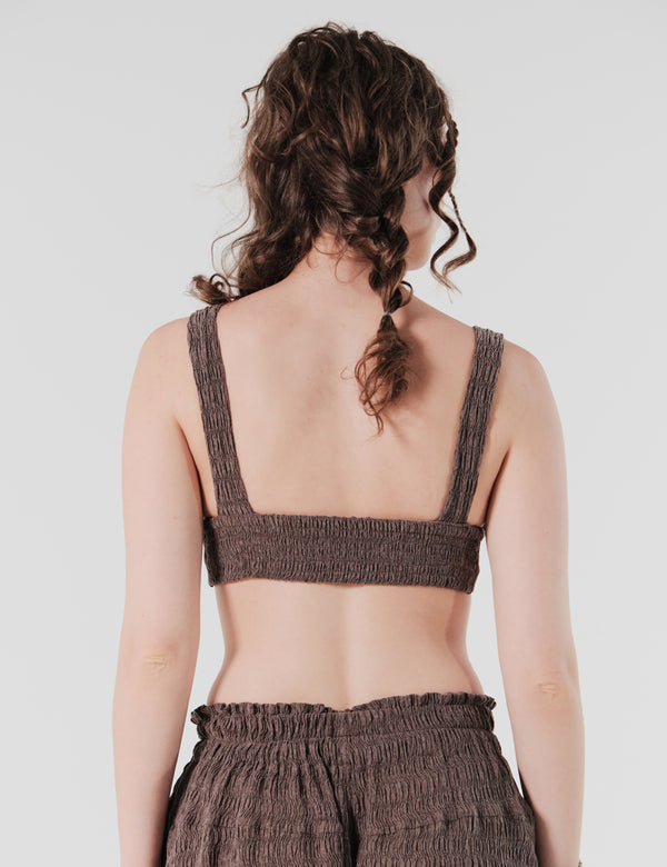 Bra Top Ajustado Ondas Cafe Mujer