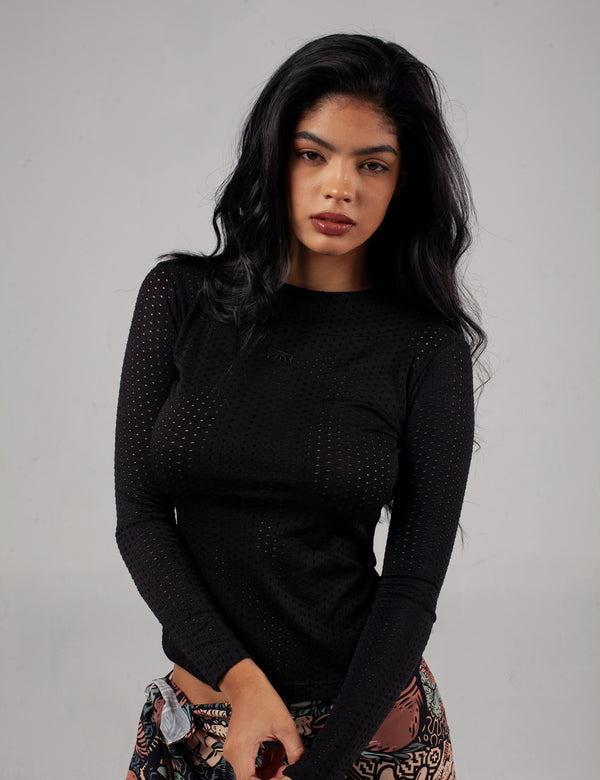 Camibuso Manga Larga PIT Negro Mujer