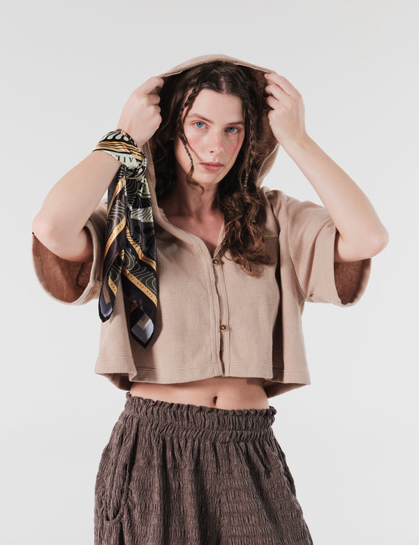 Camisa Oversize Con Capucha Pulso Kaky Mujer