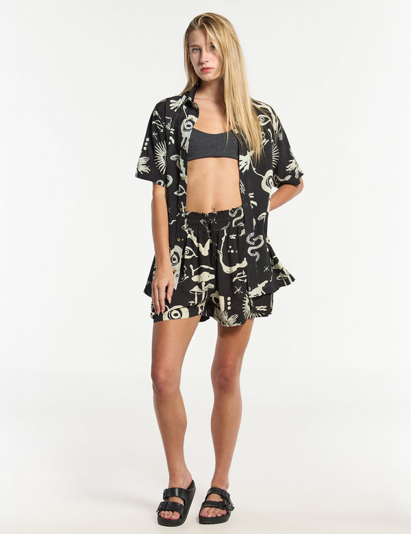 Camisa Regular Fit Chacras  negro + crudo mujer