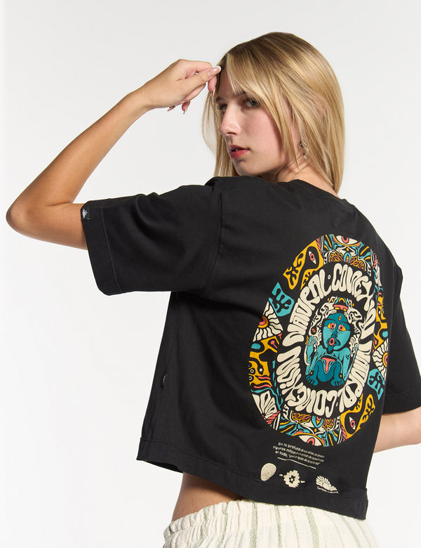 Camiseta Oversize Woody  negro Mujer