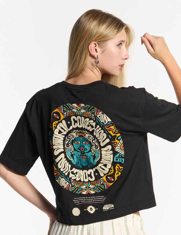 Camiseta Oversize Woody  negro Mujer