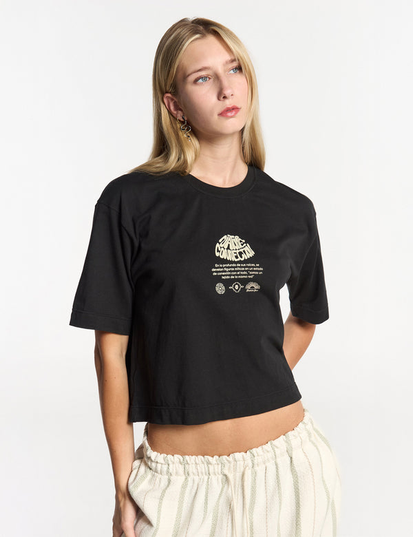 Camiseta Oversize Woody  negro Mujer