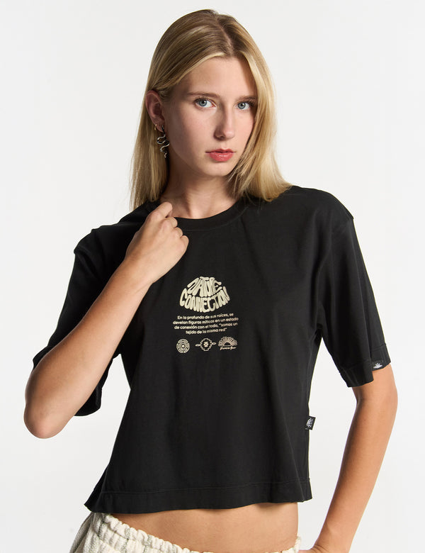 Camiseta Oversize Woody  negro Mujer