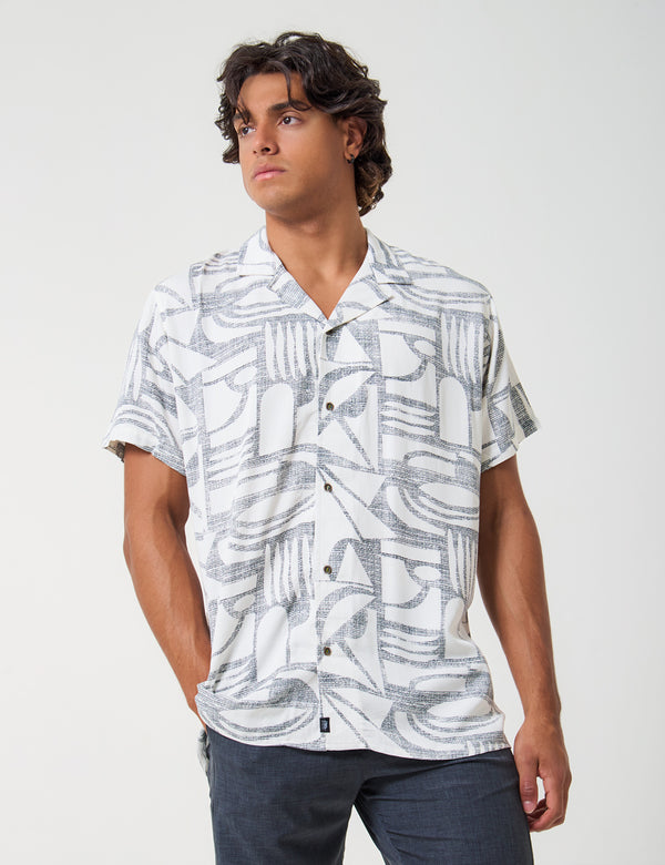 Camisa Cuello Sport manga corta Colibri crudo + negro Hombre