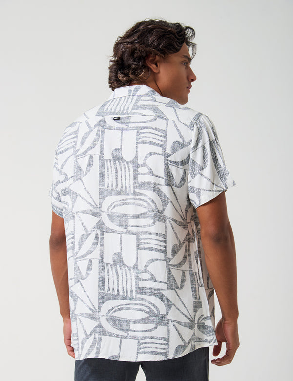 Camisa Cuello Sport manga corta Colibri crudo + negro Hombre