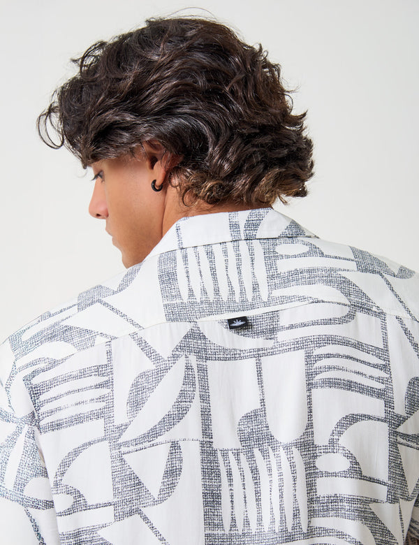 Camisa Cuello Sport manga corta Colibri crudo + negro Hombre