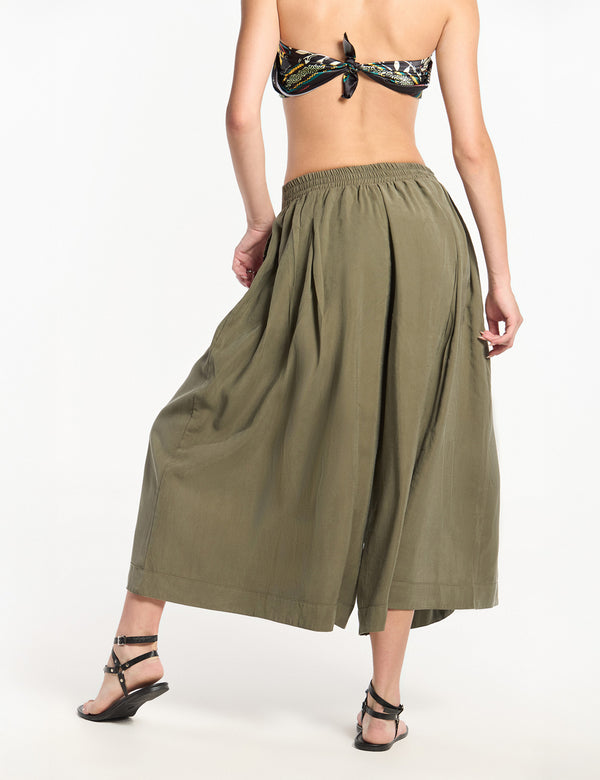 Pantalón Culotte Femenino Sense Verde Militar