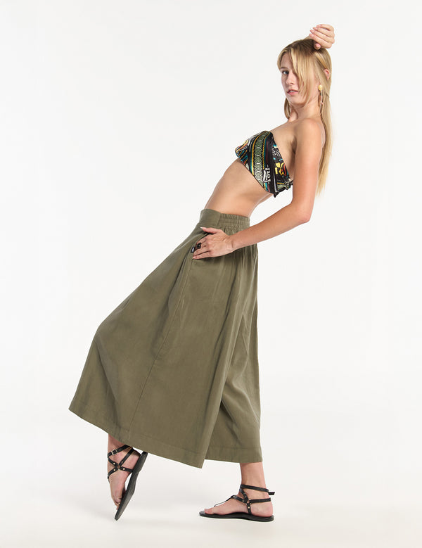 Pantalón Culotte Femenino Sense Verde Militar