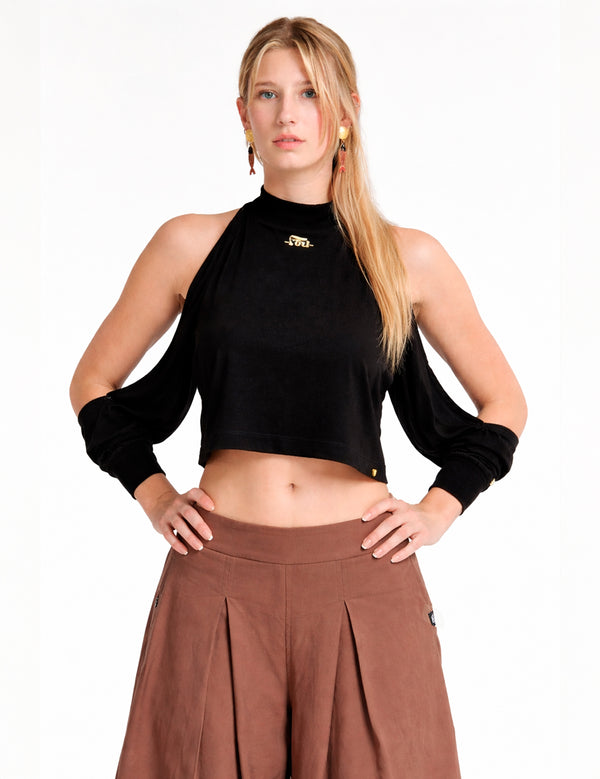 Camibuso Manga Abertura Fou negro Mujer