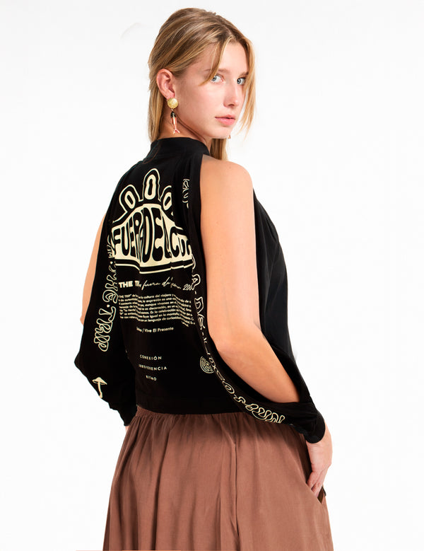 Camibuso Manga Abertura Fou negro Mujer