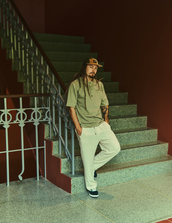 Camiseta Cuello Sport manga corta  Mineral  verde Hombre