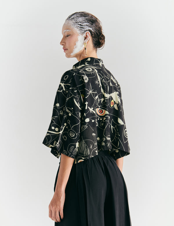 Camisa Oversize Ferra negro + crudo Mujer