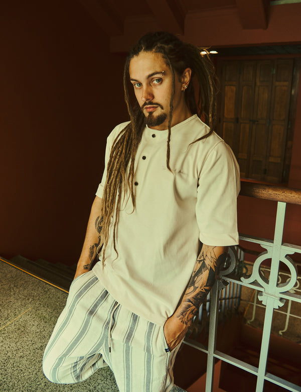 Camiseta Cuello Sport manga corta  Chalk  crudo Hombre