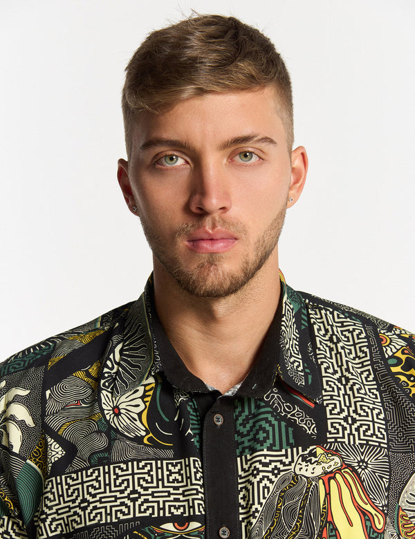 Camisa Oversize Kené multicolor Hombre