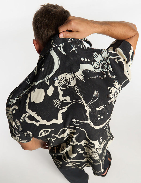 Camisa Regular Fit Chacras  negro + crudo Hombre