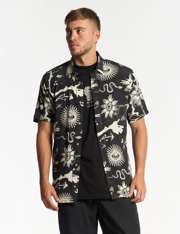 Camisa Regular Fit Chacras  negro + crudo Hombre