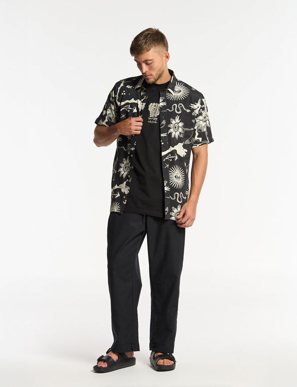 Camisa Regular Fit Chacras  negro + crudo Hombre