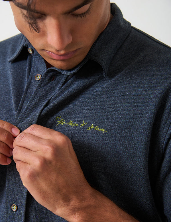 Camisa Regular Fit Mercurio Gris Oscuro Hombre