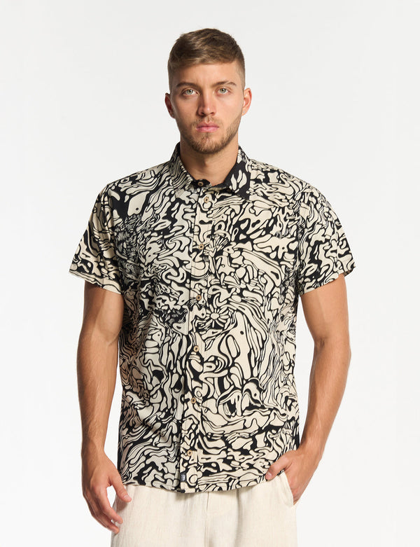 Camisa Regular Fit Pareidolia  negro + crudo Hombre