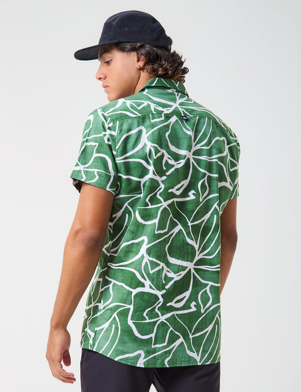 Camisa Cuello Sport manga corta Plantación verde Hombre