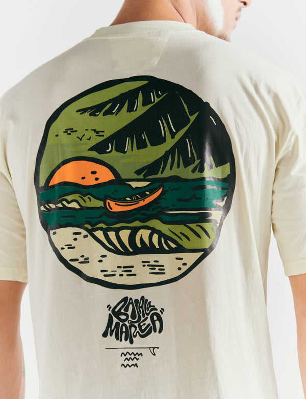 Camiseta Oversize Baja la marea  amarillo pastel Hombre