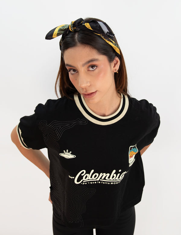 PRECIO EN PRE-VENTA ( ENTREGA EN 10 DIAS HABILES) Camiseta Oversized Colombia negro Mujer