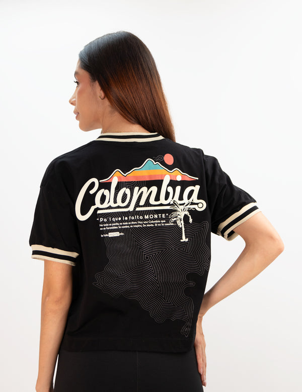 PRECIO EN PRE-VENTA ( ENTREGA EN 10 DIAS HABILES) Camiseta Oversized Colombia negro Mujer