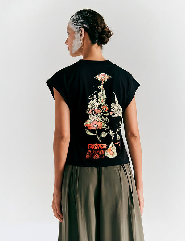 Camiseta Manga casco Puro Negro Mujer