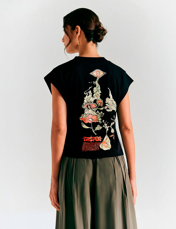 Camiseta Manga casco Puro Negro Mujer