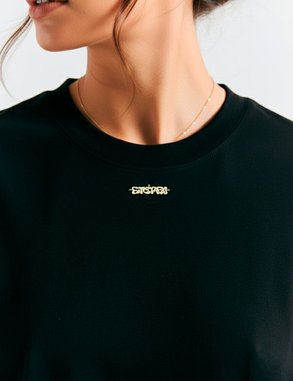 Camiseta Manga casco Puro Negro Mujer