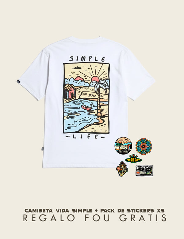 Camiseta regular fit  Simple life blanca