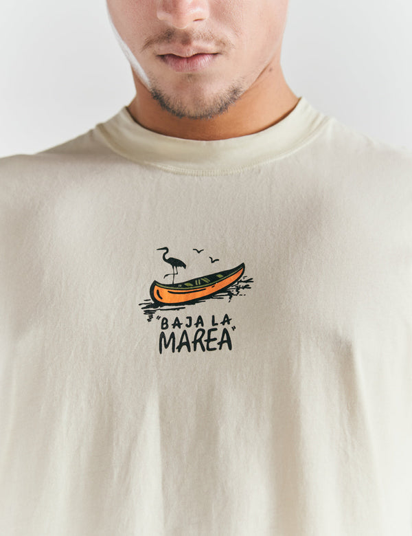 Camiseta Oversize Baja la marea  amarillo pastel Hombre