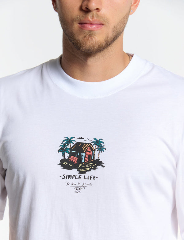 Camiseta Oversize Vida Simple  blanco Hombre