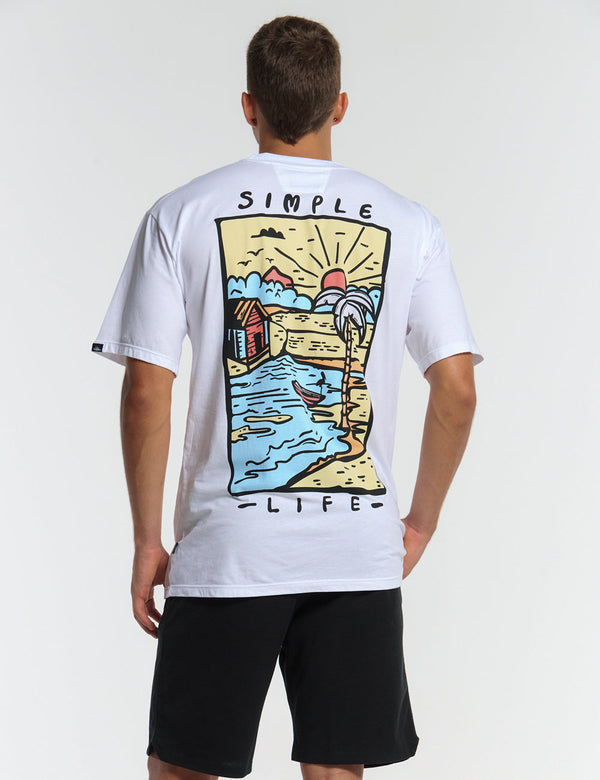 Camiseta Oversize Vida Simple  blanco Hombre