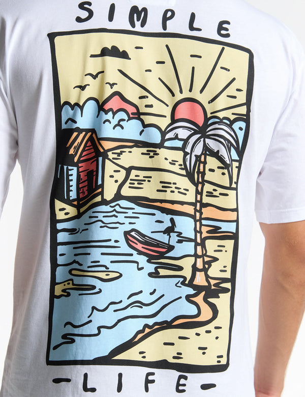 Camiseta Oversize Vida Simple  blanco Hombre